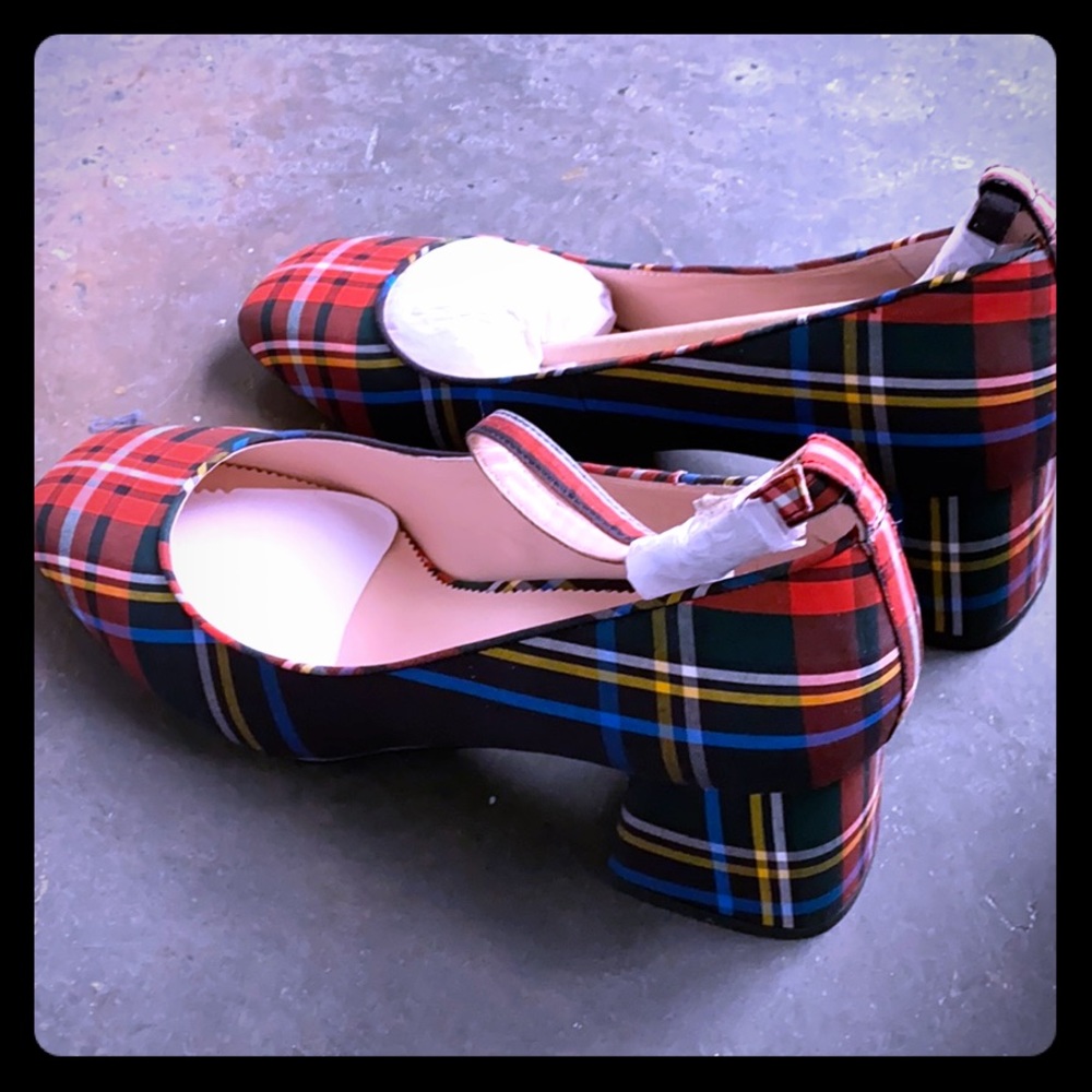 J.Crew tartan heels